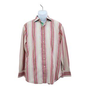 Robert Graham Long Sleeve Button Down Shirt Embroidered Flip Cuff Medium Striped
